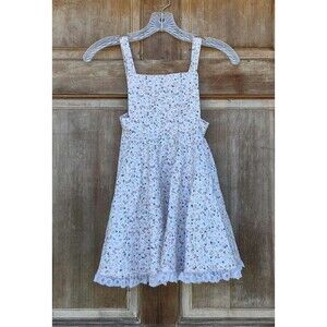 Toddler Girls Cottage Core White Floral Sleeveless Dress Size 4T